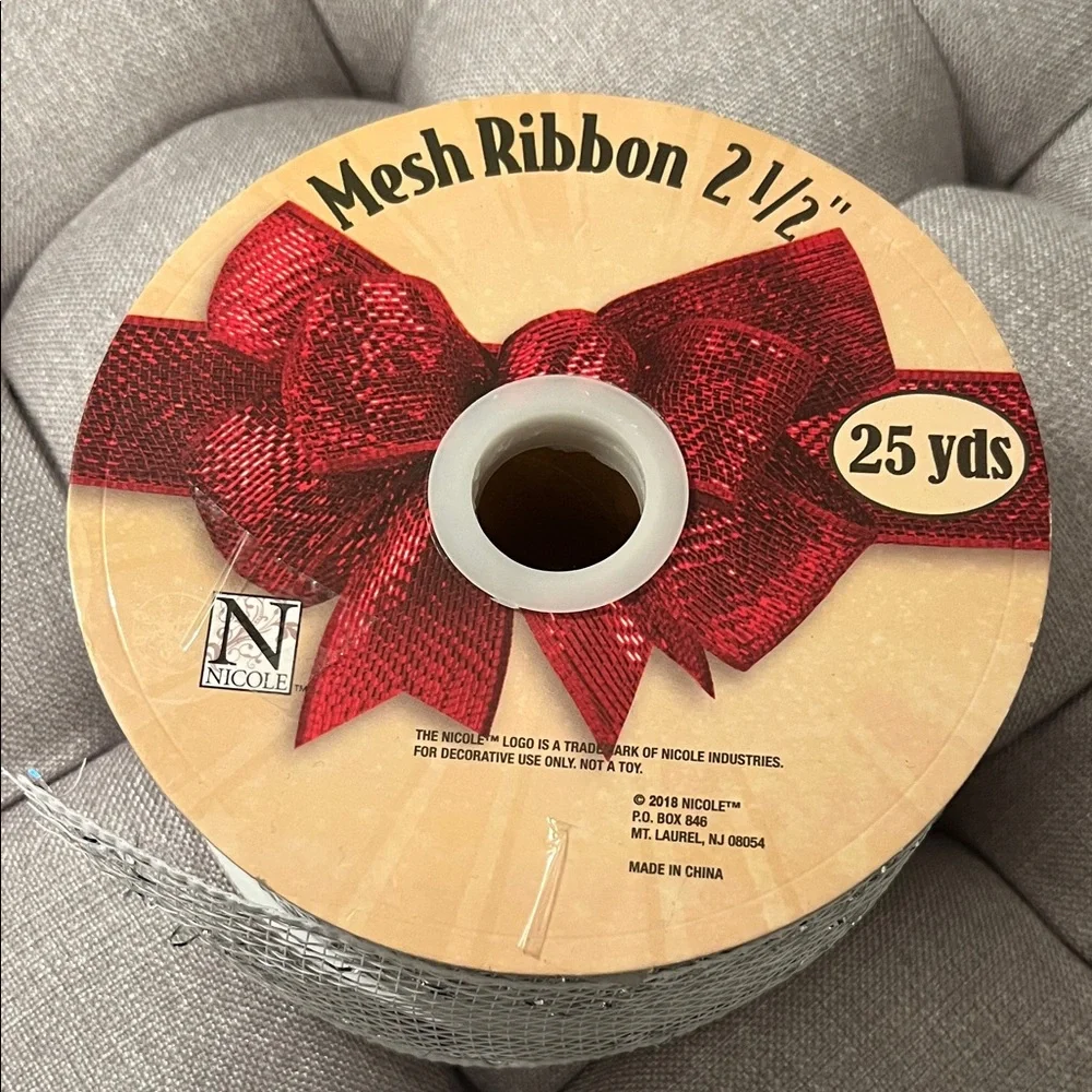 ❌TEMPORARILY UNAVAILABLE❌ Nicole Iridescent Silver and White Mesh Ribbon 2.5 in.